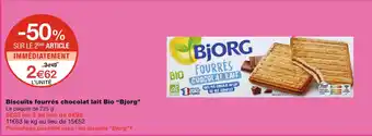 Monoprix Bjorg Biscuits fourrés chocolat lait Bio offre