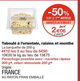 Monoprix Taboulé à l’orientale, raisins et menthe offre