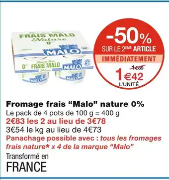 Monoprix Malo Fromage frais nature 0% offre