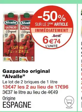 Monoprix Alvalle Gazpacho original offre