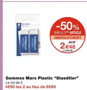 Monoprix Staedtler Gommes Mars Plastic offre