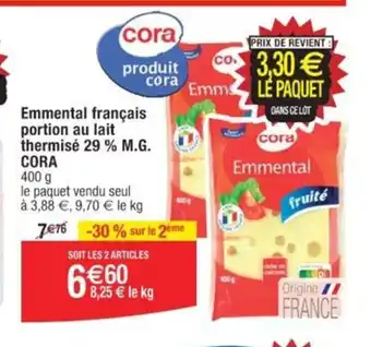 Cora x Carrefour Emmental français portion au lait offre