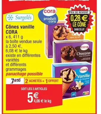 Cora Cônes vanille CORA offre