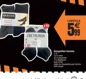 Cora x Carrefour Socquettes homme offre