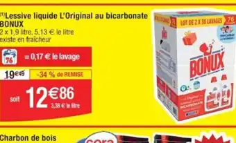 Cora x Carrefour Lessive liquide L'Original au bicarbonate offre
