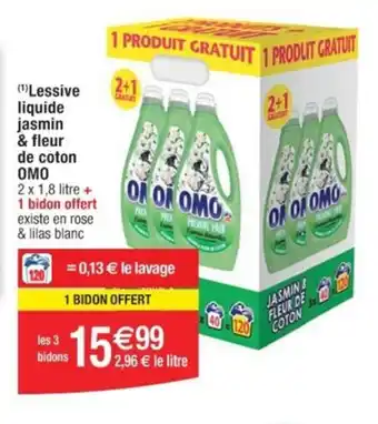 Cora x Carrefour (¹)Lessive liquide jasmin & fleur de coton OMO offre