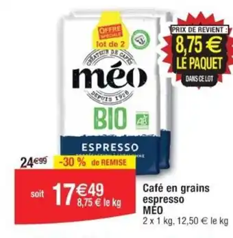 Cora x Carrefour Café en grains espresso ΜΕΟ offre