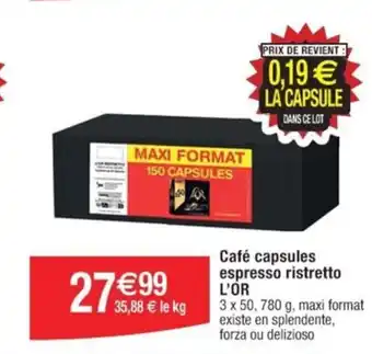 Café capsules espresso ristretto L'OR