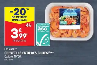 ALDI CREVETTES ENTIÈRES CUITES (D)** offre