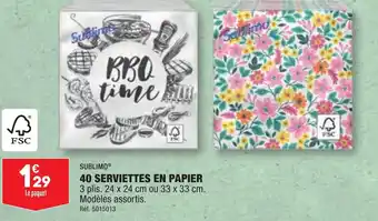 ALDI 40 SERVIETTES EN PAPIER offre