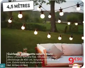 Gifi Guirlande guinguette solaire blanc Blanc chaud, lumière fixe, 50 LED, longueur offre