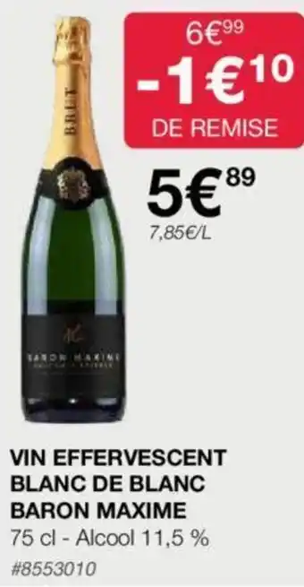 Costco VIN EFFERVESCENT BLANC DE BLANC BARON MAXIME offre