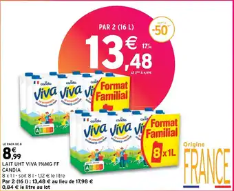 Intermarché Hyper LAIT UHT VIVA 1%MG FF CANDIA offre