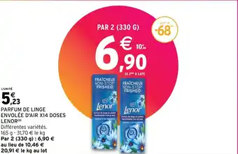 Intermarché Hyper PARFUM DE LINGE ENVOLÉE D'AIR X14 DOSES LENOR(b) offre