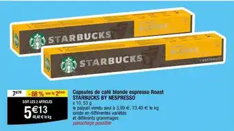 Migros Nespresso - capsules de café blonde espresso roast starbucks offre