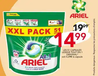 Stokomani ARIEL LES 51 CAPSULES LESSIVE TOUT EN 1 ORIGINAL offre