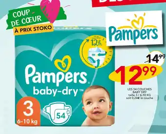 Stokomani Pampers LES 54 COUCHES BABY DRY offre