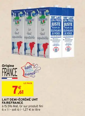 Intermarché LAIT DEMI-ÉCRÉMÉ UHT offre