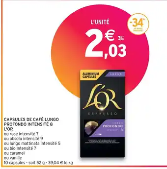 Intermarché Contact CAPSULES DE CAFÉ LUNGO PROFONDO INTENSITÉ 8 offre