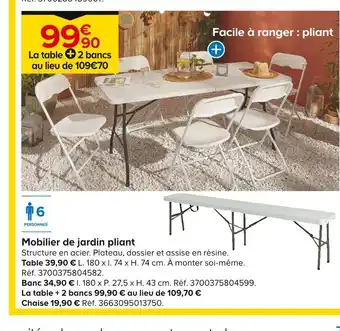 Castorama Mobilier de jardin pliant offre