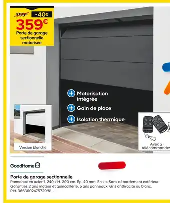 Castorama Good Home Porte de garage sectionnelle offre