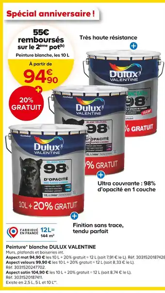 Castorama DULUX VALENTINE Peinture* blanche offre