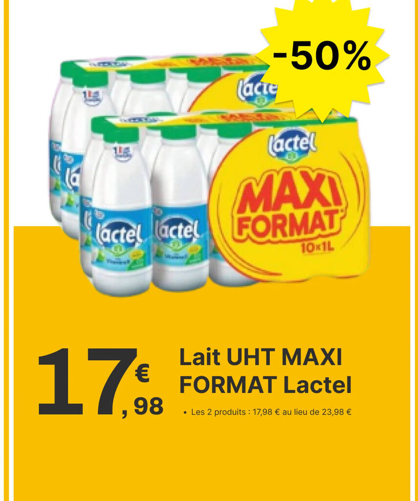 Promo Lait UHT MAXI FORMAT Lactel chez E.Leclerc