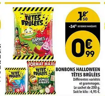 Bonbons Halloween Têtes Brûlées