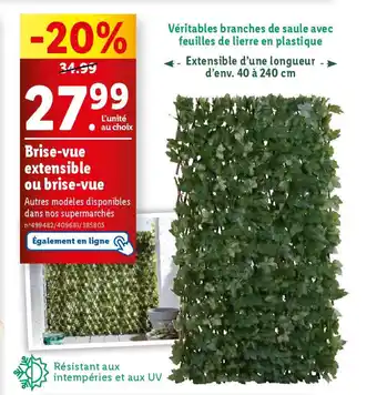 Lidl Brise-vue extensible ou brise-vue offre