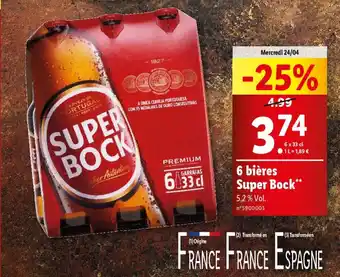 Lidl 6 bières Super Bock** offre