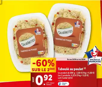 Lidl Taboulé au poulet (2) offre