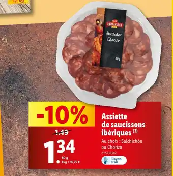 Lidl Assiette de saucissons ibériques (3) offre