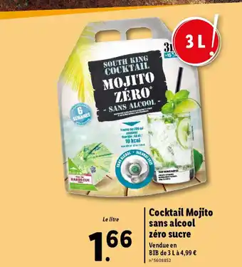 Lidl Cocktail Mojito sans alcool zéro sucre offre