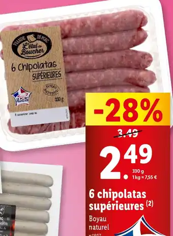 Lidl 6 Chipolatas supérieures (2) offre