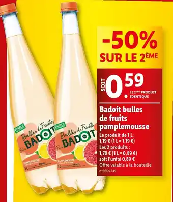 Lidl Badoit bulles de fruits pamplemousse offre