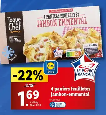 Lidl 4 paniers feuilletés jambon-emmental offre