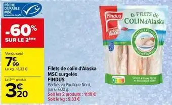 Carrefour Findus - filets de colin d'alaska msc surgelés offre