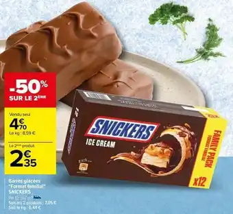 Carrefour Snickers - barres glacées format familial offre