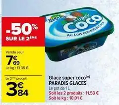 Carrefour Paradis glaces - glace super coco offre