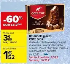 Carrefour Côte d'or - bâtonnets glacés offre