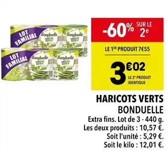 Supeco BONDUELLE HARICOTS VERTS offre