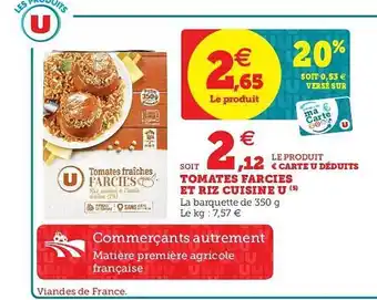 Super U Tomates Farcies Et Riz Cuisine U 350g offre