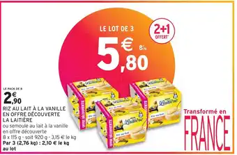 Intermarché LA LAITIÈRE RIZ AU LAIT À LA VANILLE EN OFFRE DÉCOUVERTE offre