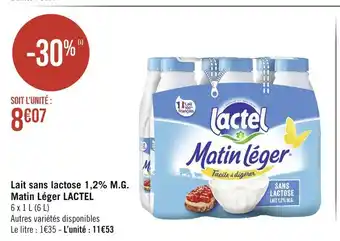 Casino Supermarchés LACTEL Lait sans lactose 1,2% M.G. Matin Léger offre