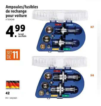 Lidl Ampoules/fusibles de rechange pour voiture offre