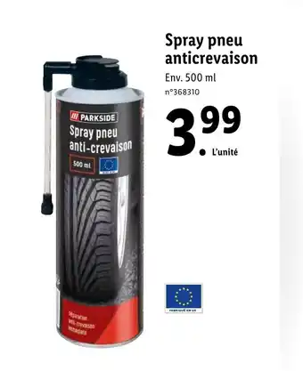 Lidl Spray pneu anticrevaison offre