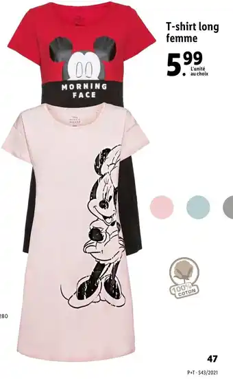 Lidl T-shirt long femme offre