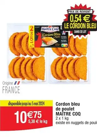 Migros Cordon bleu de poulet MAÎTRE COQ offre