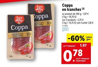 Lidl Coppa en tranches offre