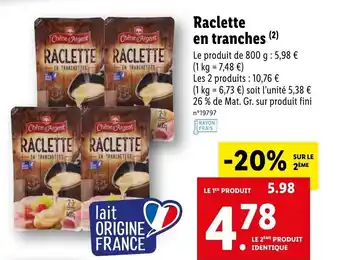 Lidl Raclette en tranches offre